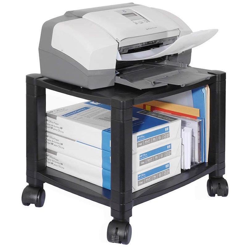 Kantek Mobile Printer Stand Cart, 2 Shelf with Drawer, Adjustable Height, Cable Management, Locking Casters, 17" x 13.25" x 14.12" - Image 2